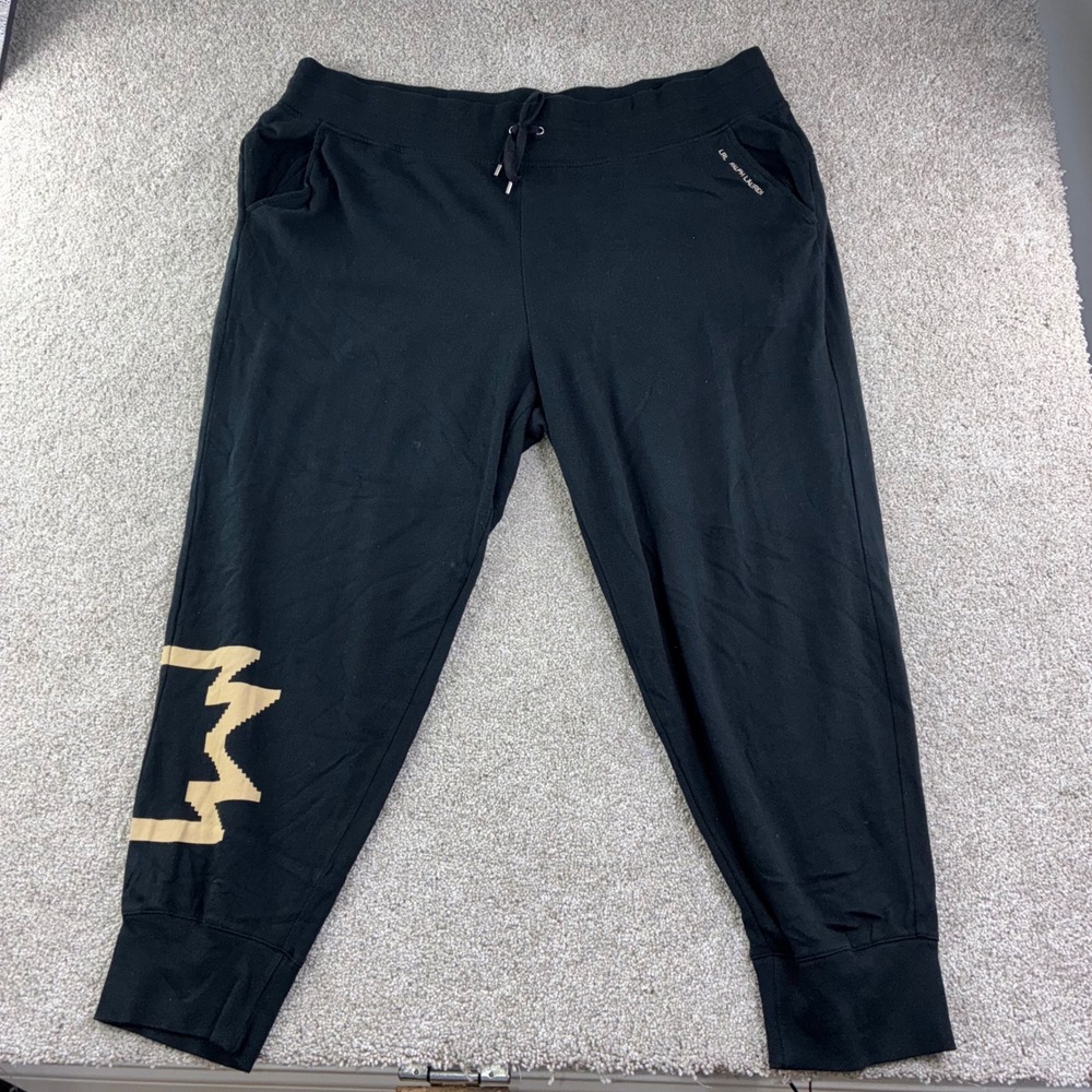 LRL Lauren Ralph Lauren Women's Black Capri Jogger Pants‎ Size L Aztec
